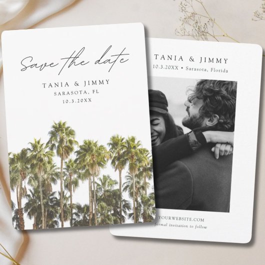 Sarasota Bruiloft Florida Save the Date Kaart