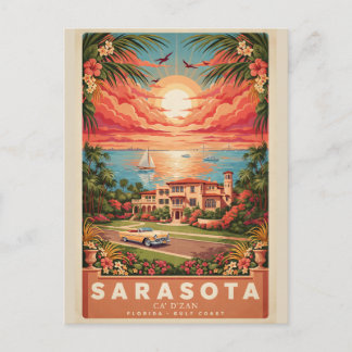 Sarasota Ca' d'Zan Vintage Florida Reisposter Briefkaart