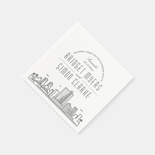 Sarasota Deco Skyline | Weddenschap Napkins Servet (Hoek)