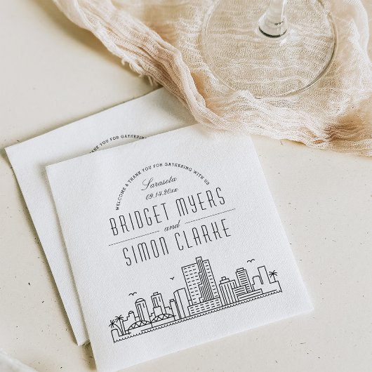 Sarasota Deco Skyline | Weddenschap Napkins Servet