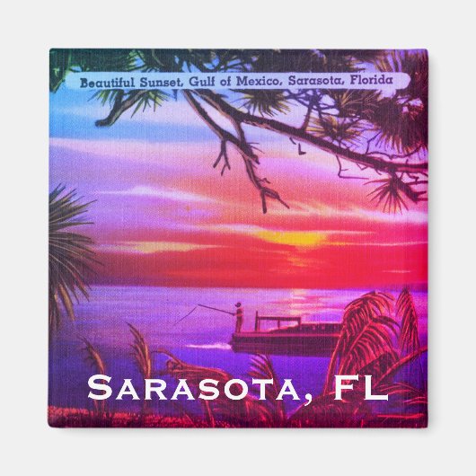  Sarasota, FL Beach Sunset - Golf van Mexico Magneet (Voorkant)