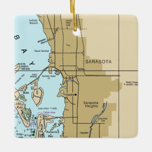 Sarasota FL Chart Keramisch Ornament (Voorkant)