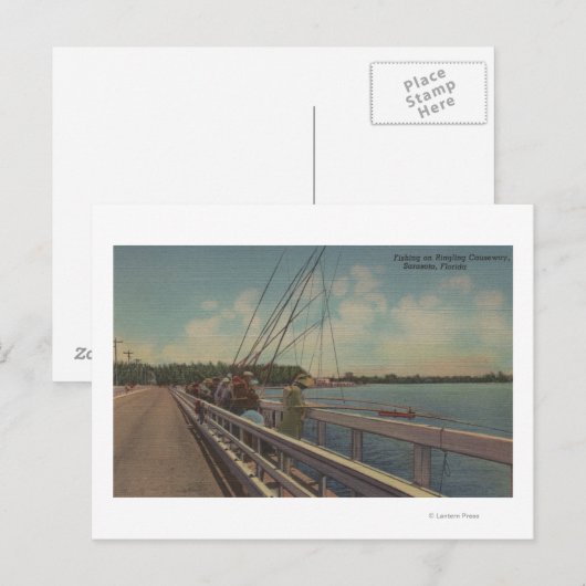 Sarasota, FL - Uitzicht van mensen Gevist Briefkaart (Voorkant / Achterkant)