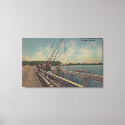 Sarasota, FL - Uitzicht van mensen Gevist Canvas Afdruk (Voorkant)