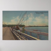 Sarasota, FL - Uitzicht van mensen Gevist Poster (Voorkant)