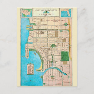 Sarasota FL vintage kaart ansichtkaart