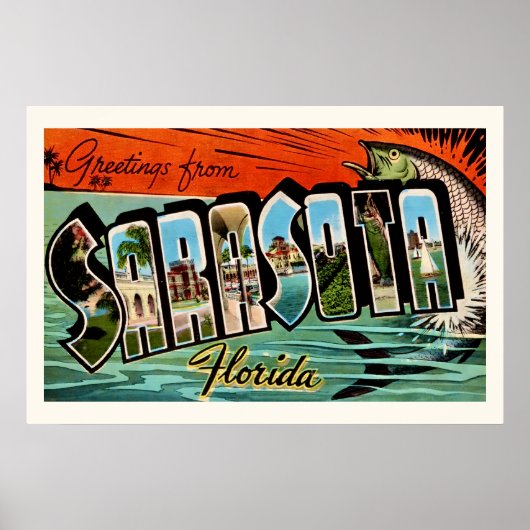 Sarasota Florida 20x30 Retro Print (Voorkant)