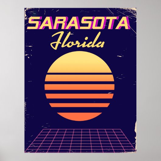Sarasota Florida 80s retro reisprent. Poster (Voorkant)