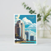 Sarasota Florida Art vintage reisillustratie Briefkaart (Staand voorkant)