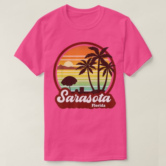 Sarasota Florida Beach  Retro 80 s Summer Va T-shirt (Design voorkant)