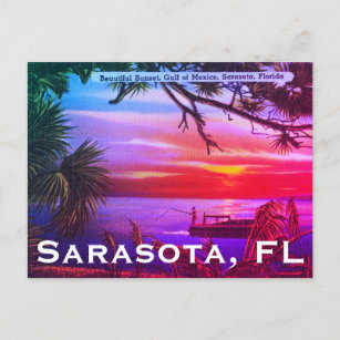 Sarasota, Florida Beach Sunset - Golf van Mexico Briefkaart