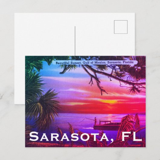 Sarasota, Florida Beach Sunset - Golf van Mexico Briefkaart (Voorkant / Achterkant)