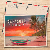 Sarasota Florida Beach Tropische palmboom jaren 19 Briefkaart