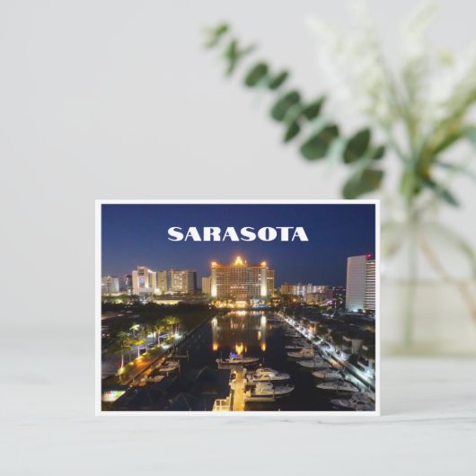 Sarasota Florida bij nachtboten in de jachthaven Briefkaart (Staand voorkant)