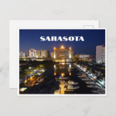 Sarasota Florida bij nachtboten in de jachthaven Briefkaart (Voorkant / Achterkant)