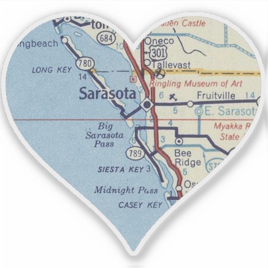 Sarasota Florida Classic kaart Sticker (Voorkant)