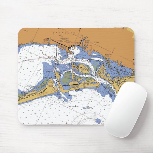 Sarasota, Florida Nautical Harbor Chart Mousepad Muismat (Met muis)