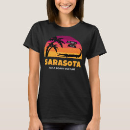 Sarasota Florida Retro Sunset met Alligator T-shirt
