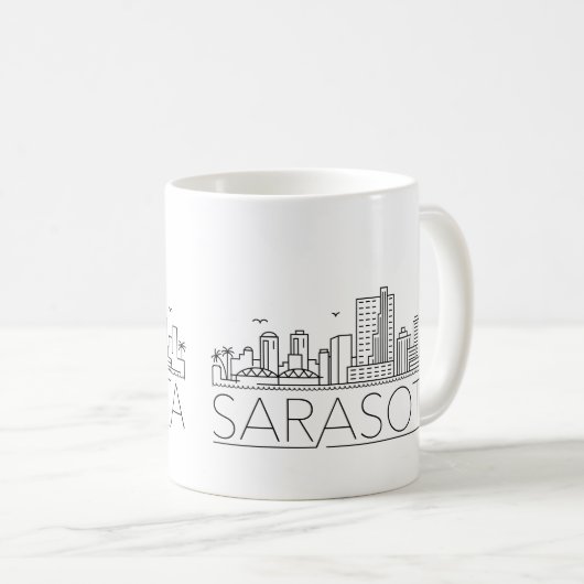 Sarasota, Florida Stylized Skyline Coffee Mok (Voorkant rechts)
