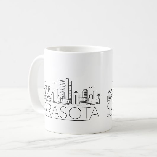Sarasota, Florida Stylized Skyline Coffee Mok (Voorkant links)