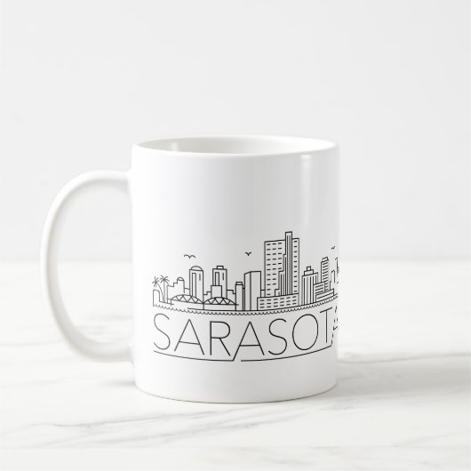 Sarasota, Florida Stylized Skyline Coffee Mok (Links)