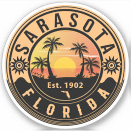 Sarasota Florida Tropical Retro Sunset Souvenirs Sticker