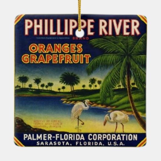 Sarasota Phillippe Citrus Label Keramisch Ornament (Achterkant)