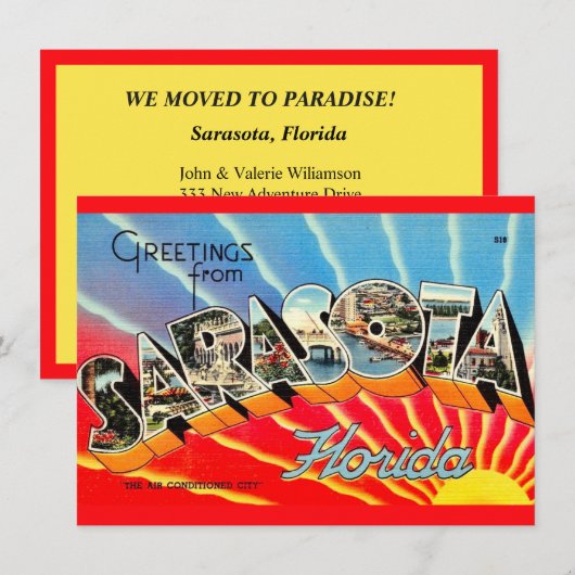 Sarasota Retro Groet Verhuisbericht (Voorkant / Achterkant)