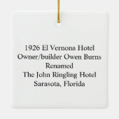 Sarasota Ringling Hotel Keramisch Ornament (Achterkant)