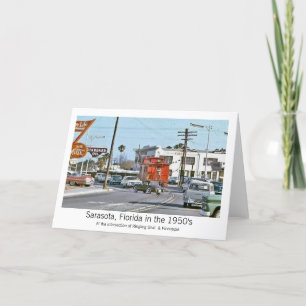 Sarasota Street Scene jaren 1950 Feestdagen Kaart