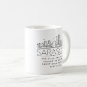 Sarasota Stylized Skyline | Aangepaste slogan Koffiemok (Voorkant rechts)
