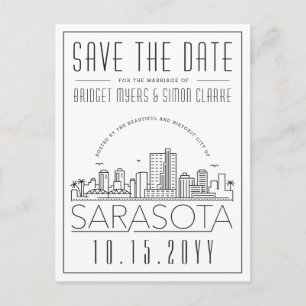 Sarasota Wedding   De gestileerde Veldlijn sparen  Briefkaart