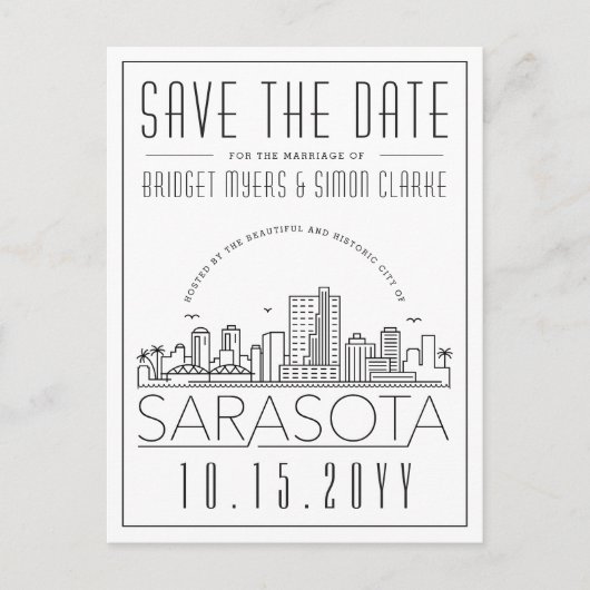 Sarasota Wedding | De gestileerde Veldlijn sparen  Briefkaart (Voorkant)