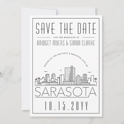 Sarasota Wedding | De gestileerde Veldlijn sparen  Kaart (Voorkant)