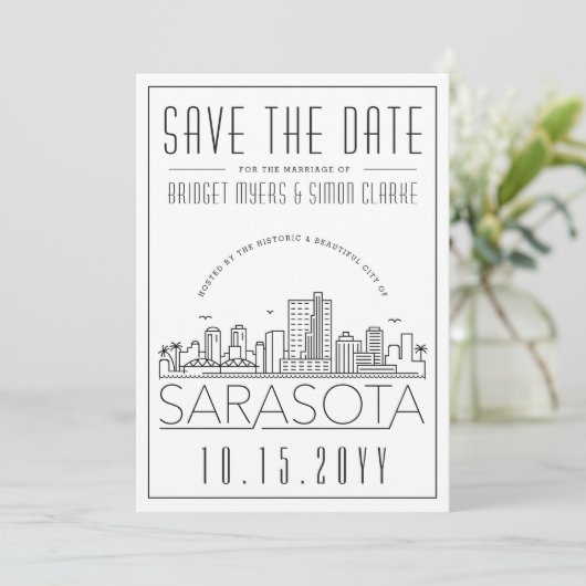 Sarasota Wedding | De gestileerde Veldlijn sparen  Kaart (Staand voorkant)