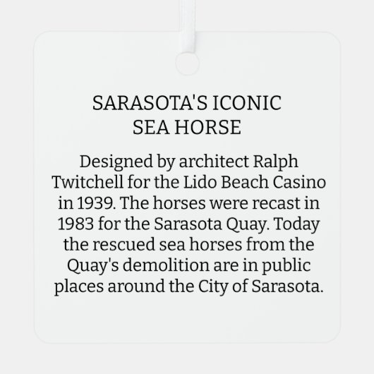 Sarasota Zee paard Ornament (Achterkant)