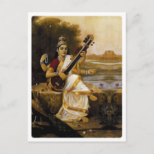 SARASWATI - Diviniteit van kunst en rivieren Briefkaart