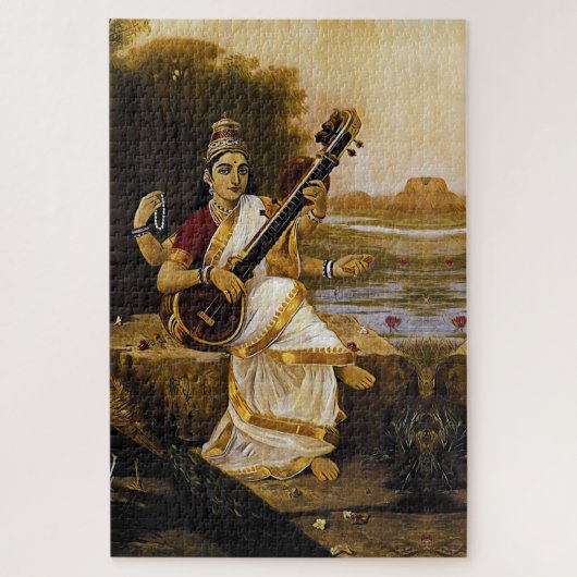 SARASWATI - Diviniteit van kunst en rivieren Legpuzzel (Verticaal)
