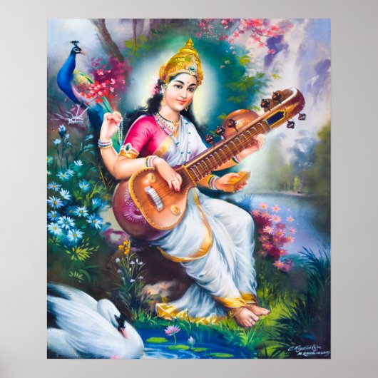 Saraswati door M Ramalingam Poster (Voorkant)