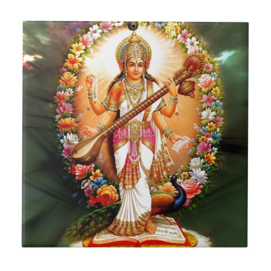 Saraswati Floral Tegeltje (Voorkant)