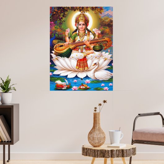 Saraswati Goddess of Art & Education Poster (Woonkamer 3)
