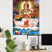 Saraswati Goddess of Art & Education Poster (Thuiskantoor)