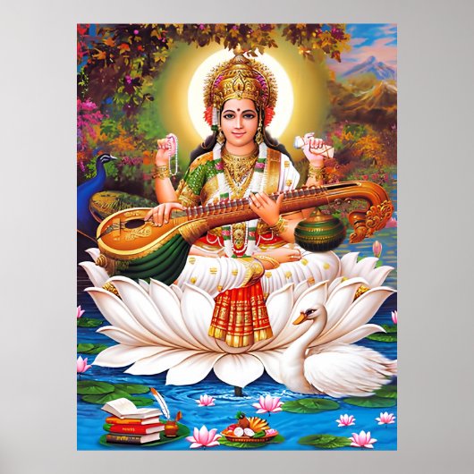 Saraswati Goddess of Art & Education Poster (Voorkant)
