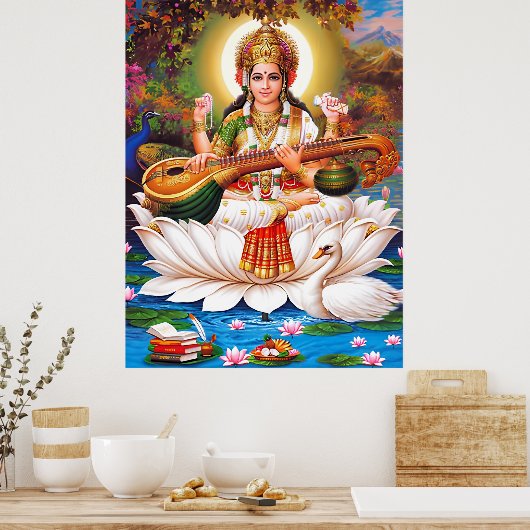 Saraswati Goddess of Art & Education Poster (Keuken)