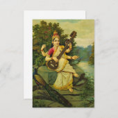 Saraswati, Godin of Music van Raja Ravi Varma Bedankkaart (Voorkant / Achterkant)