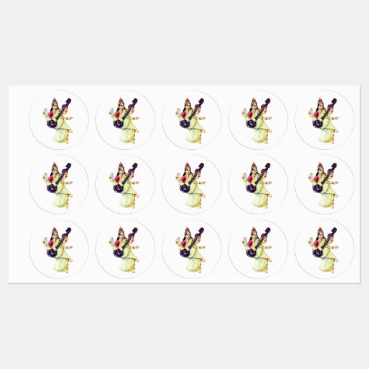 Saraswati, Hindoe-godin Labels (Vel)