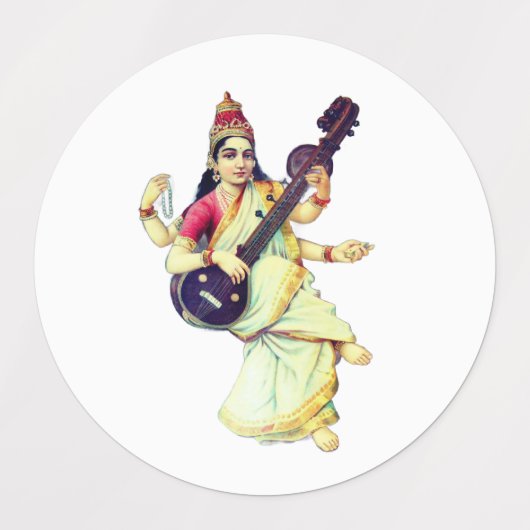 Saraswati, Hindu Goddess Labels (Design 1)