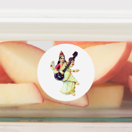 Saraswati, Hindu Goddess Labels (Aangebracht)