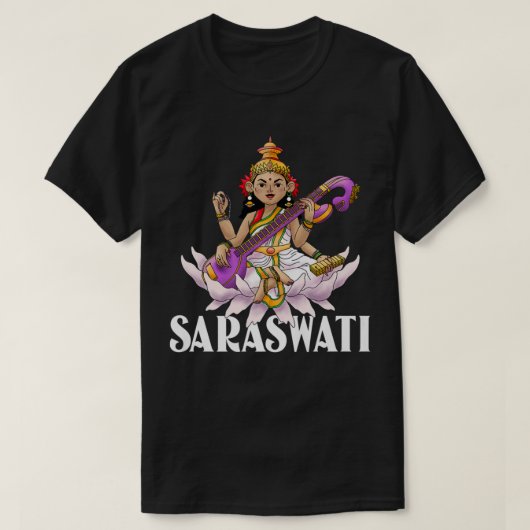 Saraswati Hindu Goddess van het Wisdom Diwali-fest T-shirt (Design voorkant)