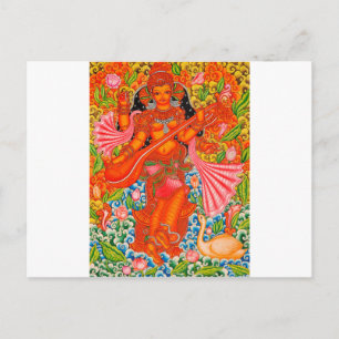SARASWATI HINDU GODESS OF LEARNING TANJORE BRIEFKAART
